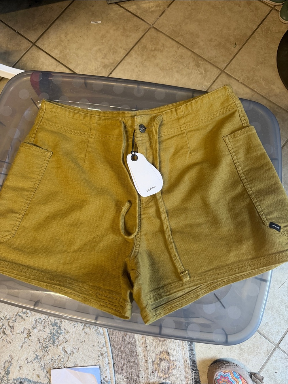 Prana Women's Mustard Drawstring Athletic Shorts